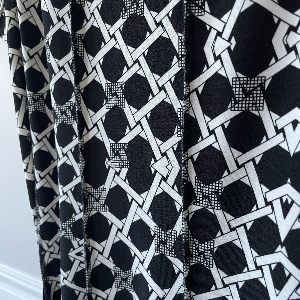 Haani Fit and Flare Panel Dress with Belt. Black & White. PXL Plus Size - Picture 7 of 11